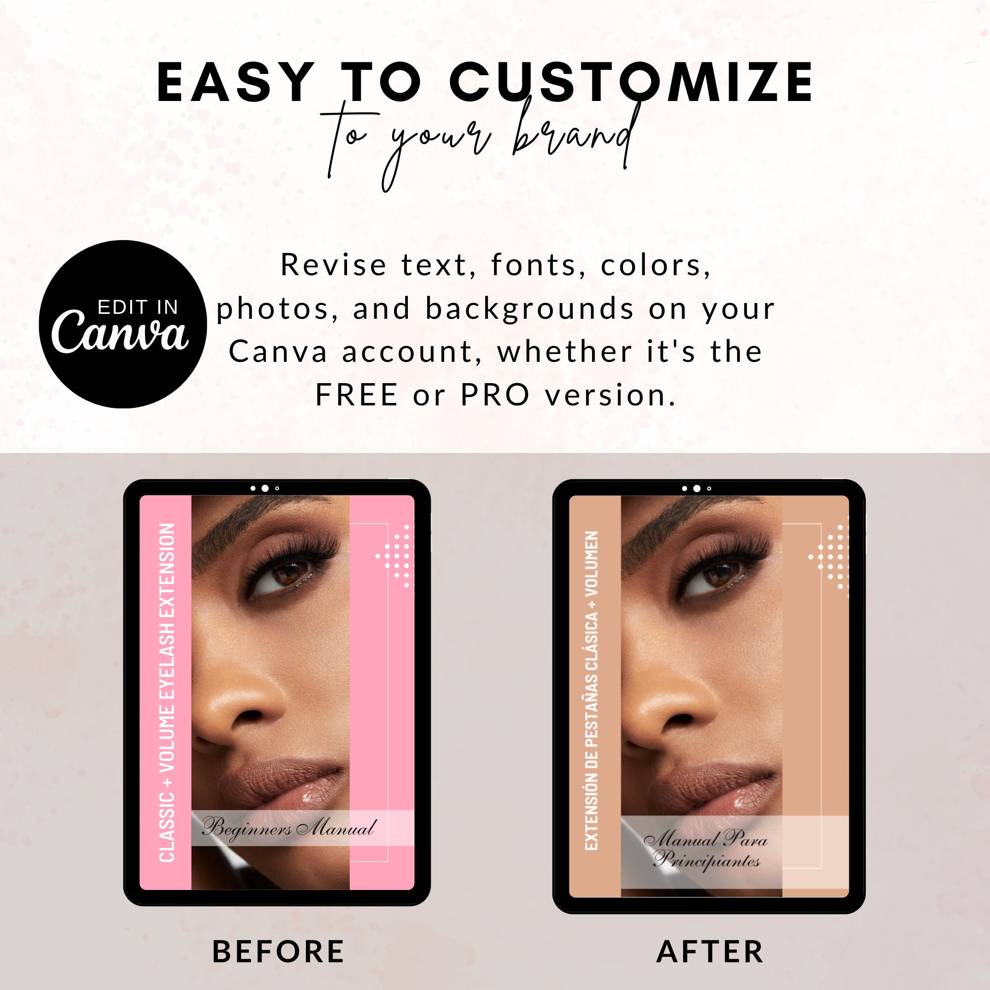 SPANISH Eyelash Extension Manual, Editable Lash Training Manual Canva ...