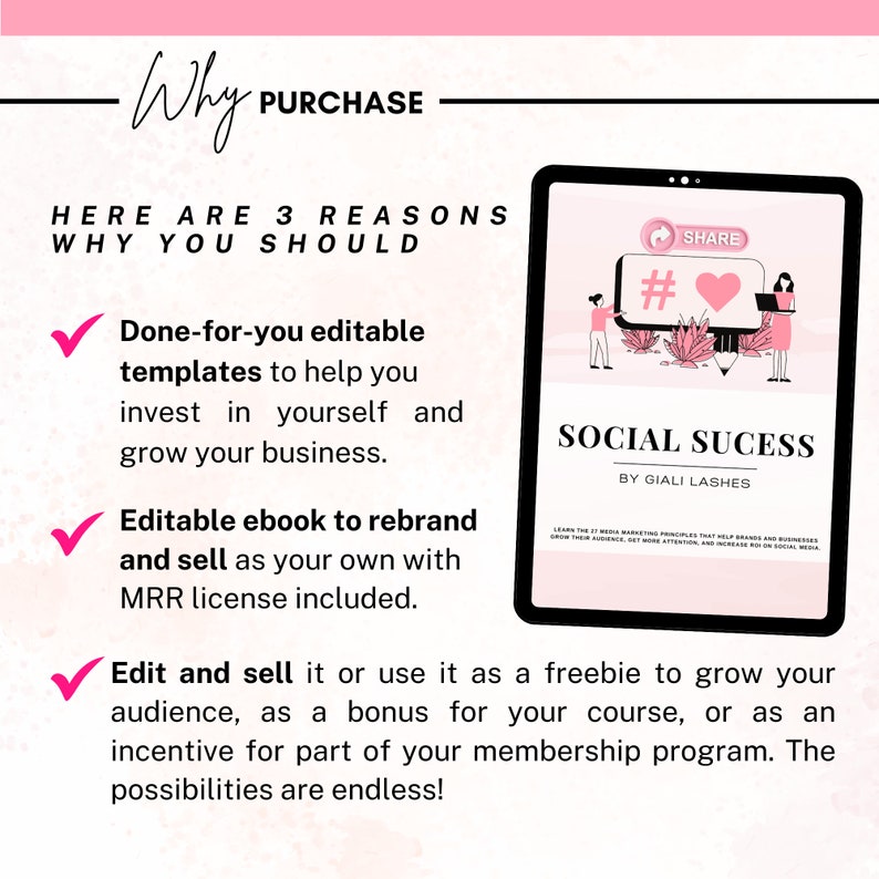 Social Media Success Ebook, Canva Templates, Done For You Digital Marketing Strategy, Lead Magnet Ebook, Passive Income Ebook With MRR