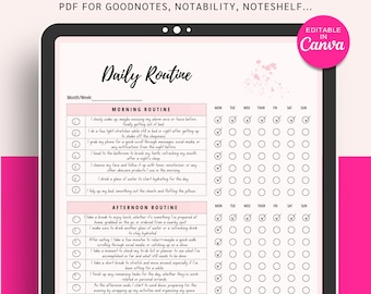 Sjabloon dagplanner, niet gedateerd, bewerkbaar in canva (pdf)