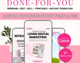 Instagram Story Templates For Digital Products, Instagram Posts in Canva w/ MRR, Social Media Planning, Digital Marketing Content Ideas