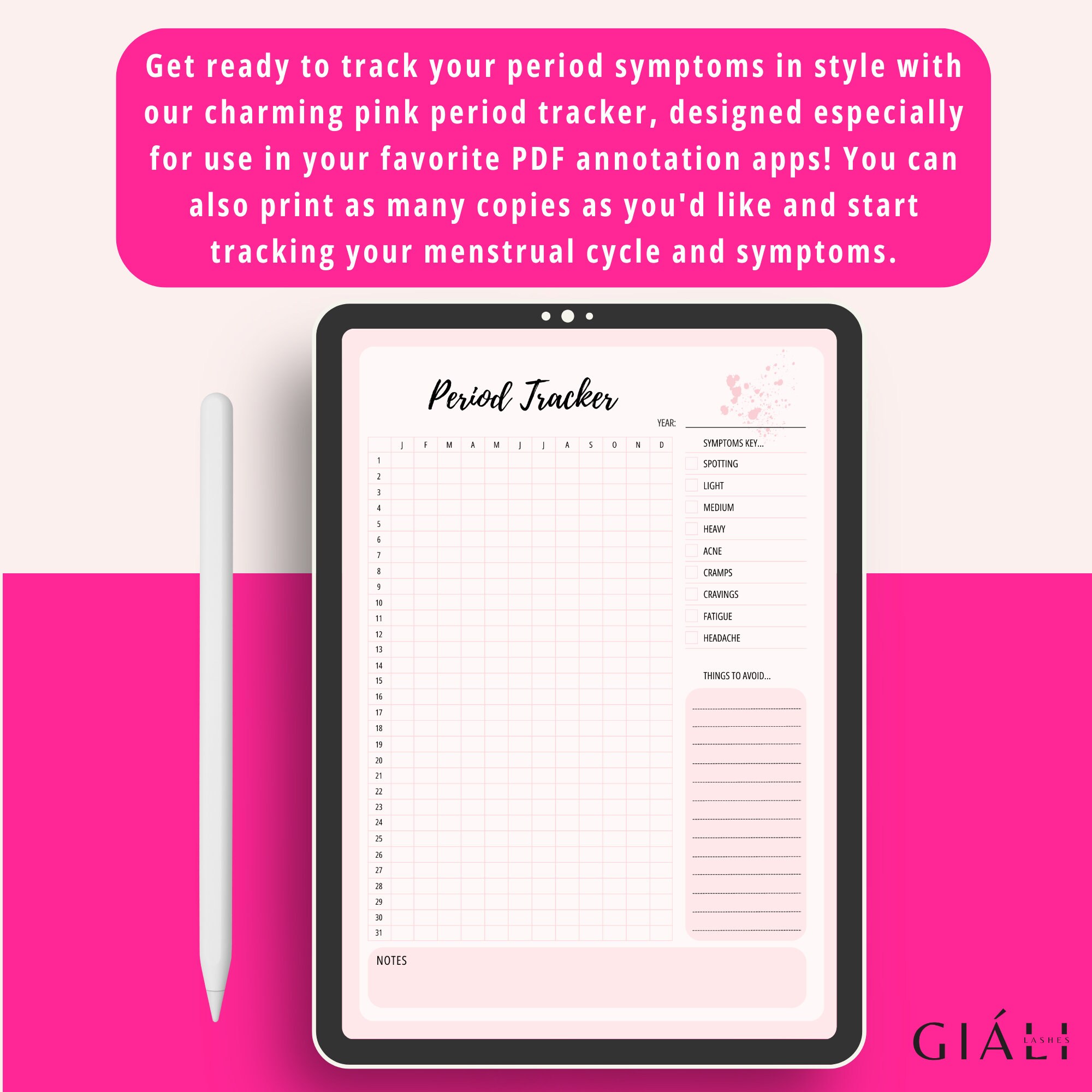 Period Tracker Notes Period Tracker Goodnotes Template, Printable Insert Cycle Tracker ...