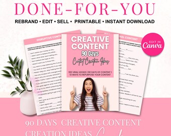 Social Media Planner 90 Day, Content Ideas Ebook, Lead Magnet Instagram Post Captions, Social Media Canva Templates w/ MRR, Passive Income