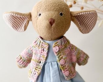 Hazel Village Animals Hand-Knitted Cotton Cardigan with Heart Buttons