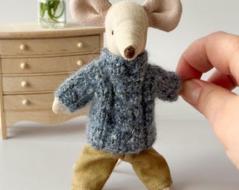 Tweed kabeltrui Maileg Mouse: Little, Big Brother & Father Mouse
