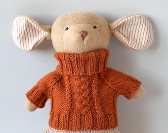 Hazel Village animals Sweater for 13-14" Dolls: Cotton-Merino Blend