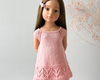 Götz Happy Kidz Doll Dress – Hand Knitted Pink Lace Dress for 19-20 inch Doll, Fits American Girl