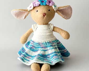 Hazel Village animals outfit Floral Crown & Knit Dress for