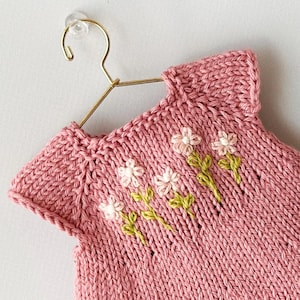 Hand-Knitted Floral Dress for Hazel Village Dolls: 13-14&quot; Toy Clothes