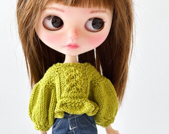 Blythe Doll Blouse – Knitted Top for Blythe, Pullip, Rainbow High, 10-12 inch Doll Clothes