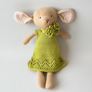 Hand-Knitted Lace Doll Dress: Hazel Village & Teddy Bear Clothes