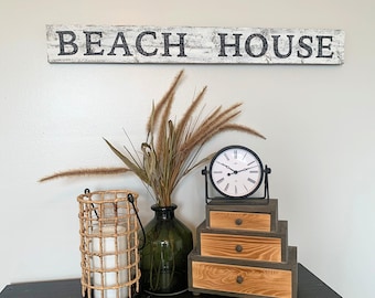 Beach House Wood Sign, Rustic Cottage Entryway Wood Sign, Summer Beach House Decor