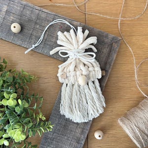 Hanging Decorative Gnome Holiday Ornament, Boho Macrame Wall Hanging, Tiered Tray Decor and Door Knob Hanger