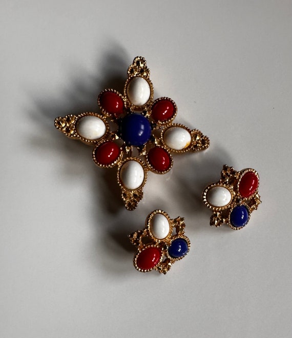 Sarah Covington Red, White & Blue Brooch/Earring s