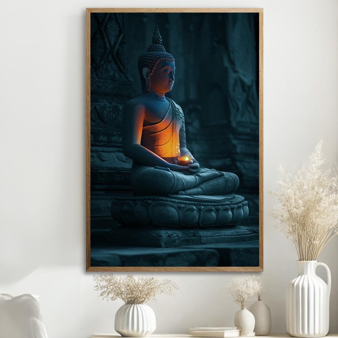 Buddha Wall Art Print - Mystical Candlelight Zen Poster - Spiritual ...