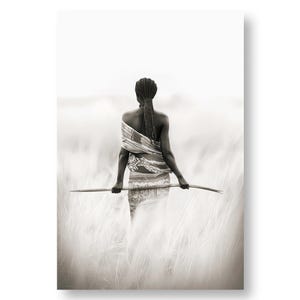 Retrato africano retro - Imprimible y descargable - Póster étnico en blanco y negro - Gracia atemporal - Póster para una decoración elegante