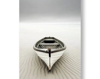 Poster- Beached Boat - Beach - Sand - Wall Decoration - Interior Decoration - Poster - Downloadable - Digital - Ocean Art Prints -