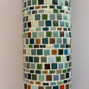 Handmade Earthtone Cylinder Vase, 9.5" tall