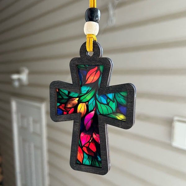 cross  rear view mirror car charm svg file