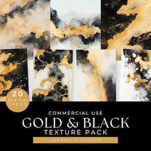 Black and Gold Watercolor Digital Papers, Black & Gold Christmas Digital Papers, Abstract Black Gold Textures, Glitter Digital Papers Pack