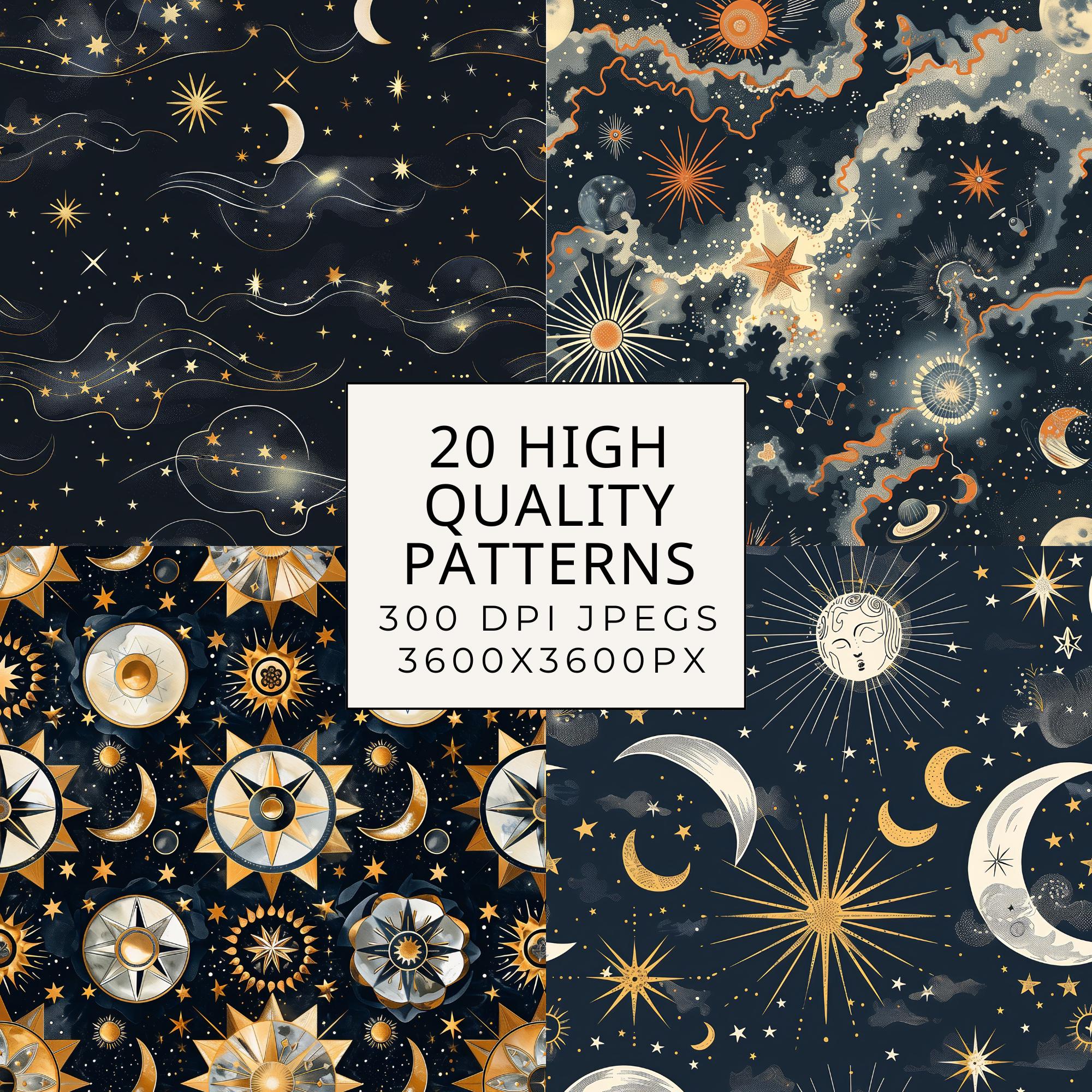 Celestial Digital Paper: Seamless Galaxy Scrapbook Patterns (digital ...