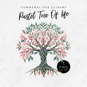 Aquarell Baum des Lebens, mystische Aquarell Baum des Lebens Clipart, Stammbaum PNG, keltische Baum des Lebens Clipart, Pastell rosa & grün, Handwerk