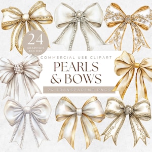 Gelbgold Schleife PNG, weiße Schleife PNG, Geschenk Schleife png, Schleifen Dekoration, Perlen und Prosecco Kokette Schleife Clipart, Hochzeit Brautdusche, Weihnachten