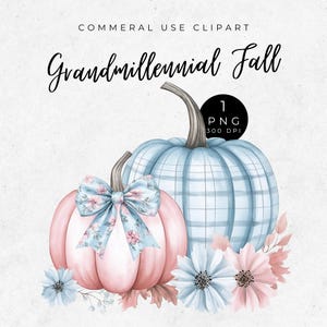 Clipart automne grand millénaire, art automne BCBG, décoration automne aquarelle, clipart citrouille chinoiserie, grand millénaire rose, graphique automne mignon