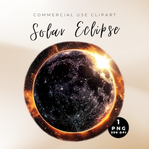 Clipart éclipse totale de soleil, éclipse solaire des cliparts PNG, aquarelle espace Clipart Bundle astronaute, clipart éclipse, planète PNG, commercial