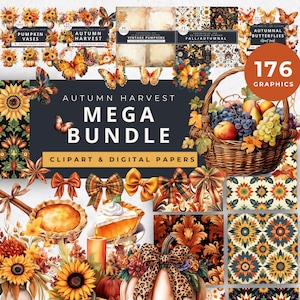 Clipart PNG a sublimazione della cornucopia del Ringraziamento, pacchetto di clipart del raccolto autunnale, clipart del cestino del raccolto autunnale, stagione della zucca autunno autunno