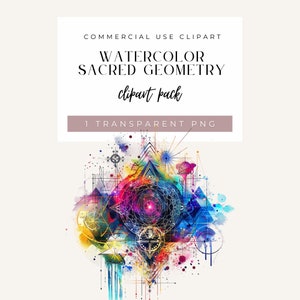 Aquarel heilige geometrie clipart: mandala, png (digitale download)