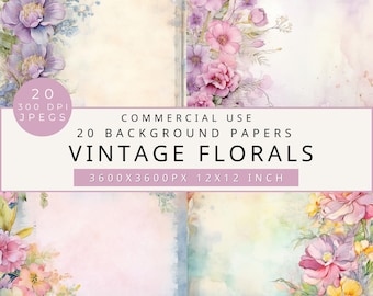 Watercolor Wildflower Junk Journal Papers: Vintage Floral Ephemera (Digital Download)