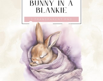 Sleeping Baby Bunny Clipart: Nursery Art PNG (Digital Download)