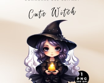 Whimsical Witch Clipart, Cute Witch Halloween Clipart, Pastel Witch Clipart, Good Witch Clipart, Witchcraft PNG Clipart, Cute Kids Halloween