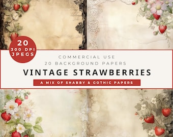 Papel digital de fresa vintage: Kit de diario gótico (descarga digital)