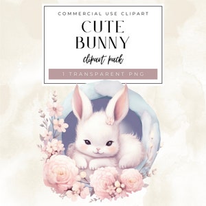 Kaninchen in Wolke Clipart, niedlichen Kaninchen Clipart, Boho Bunny Clipart PNG, Kaninchen PNG, Osterhase Clipart, kommerzielle Nutzung, Kinder Kinderzimmer Dekor