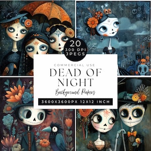 Day of the Dead Digital Papers, Printable Scrapbook Designs, Sugar Skull Patterns, Halloween Ephemera Pack, Background Papers, Junk Journal