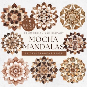 Aquarel mandala clipart, boho mandala clipart, spirituele mandala png, spiritueel en yoga decor, spirituele kunst, perfect voor scrapbooking