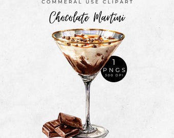 Chocolate Martini Clipart, Digital Cocktail PNG, Bar Menu, Signature Drinks PNG, Parties & Celebrations Decor