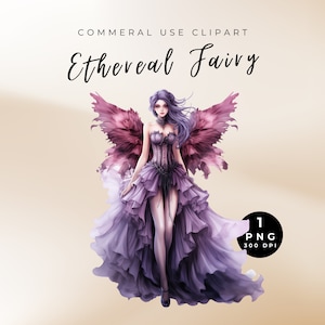 Ätherische Fee PNG, Aquarell Pastell Kristall Fee Clipart, Pastell Fee Clipart, lila ätherische Goth Fee, Schmetterlingsfee, Feenkunst