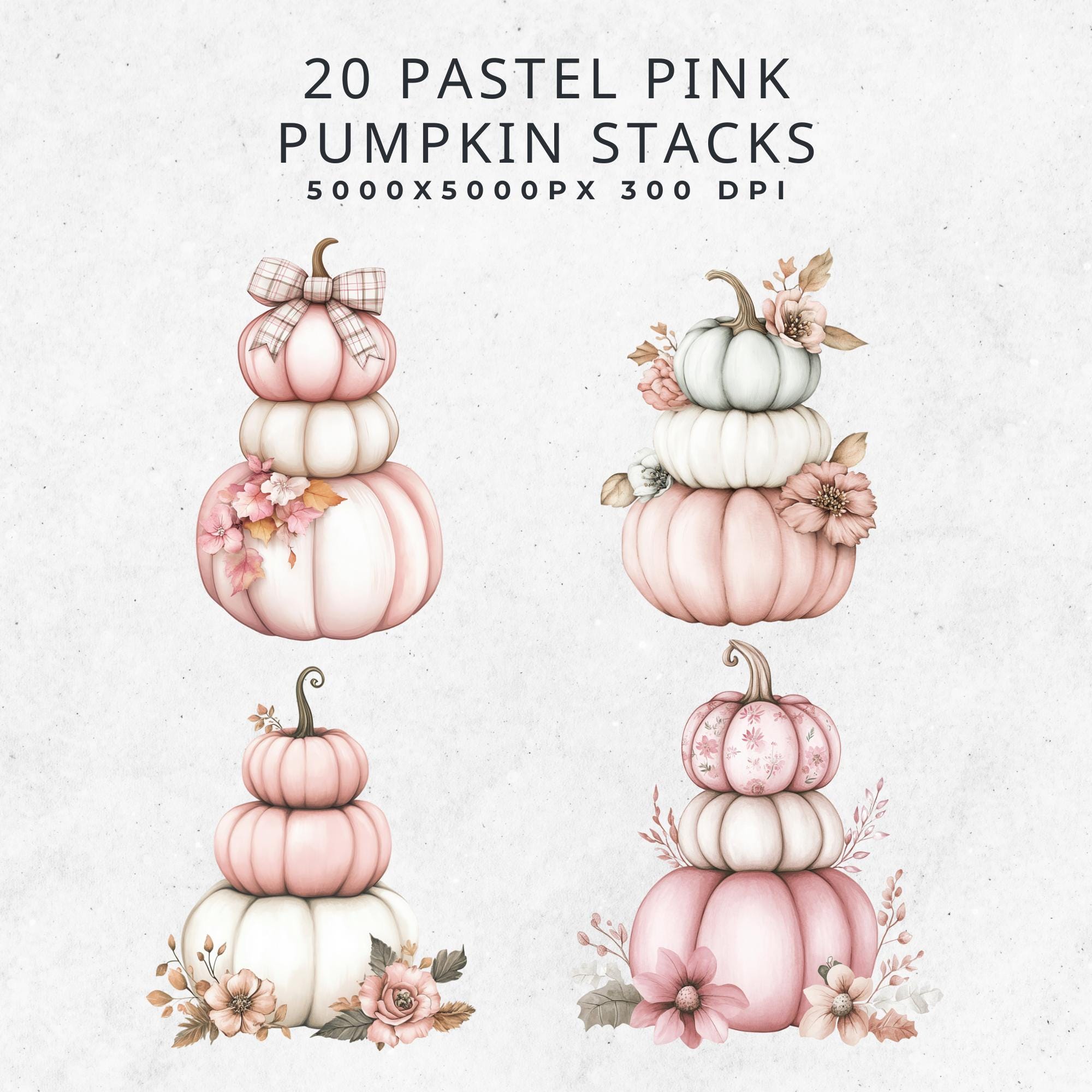 Pastel Pink Pumpkin Stack PNG: Fall Halloween Clipart (digital Download ...