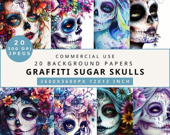 Sugar Skull Decoupage Paper, Sugar Skull Wrapping Paper, Day Of The Dead Aqua, Mexican Pattern, Card Making, Graffiti Sugar Skull, Scrapbook