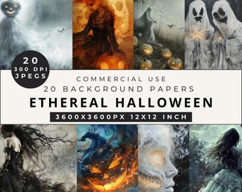 Papel Digital Etéreo de Halloween: Fundos Assustadores (Download Digital)