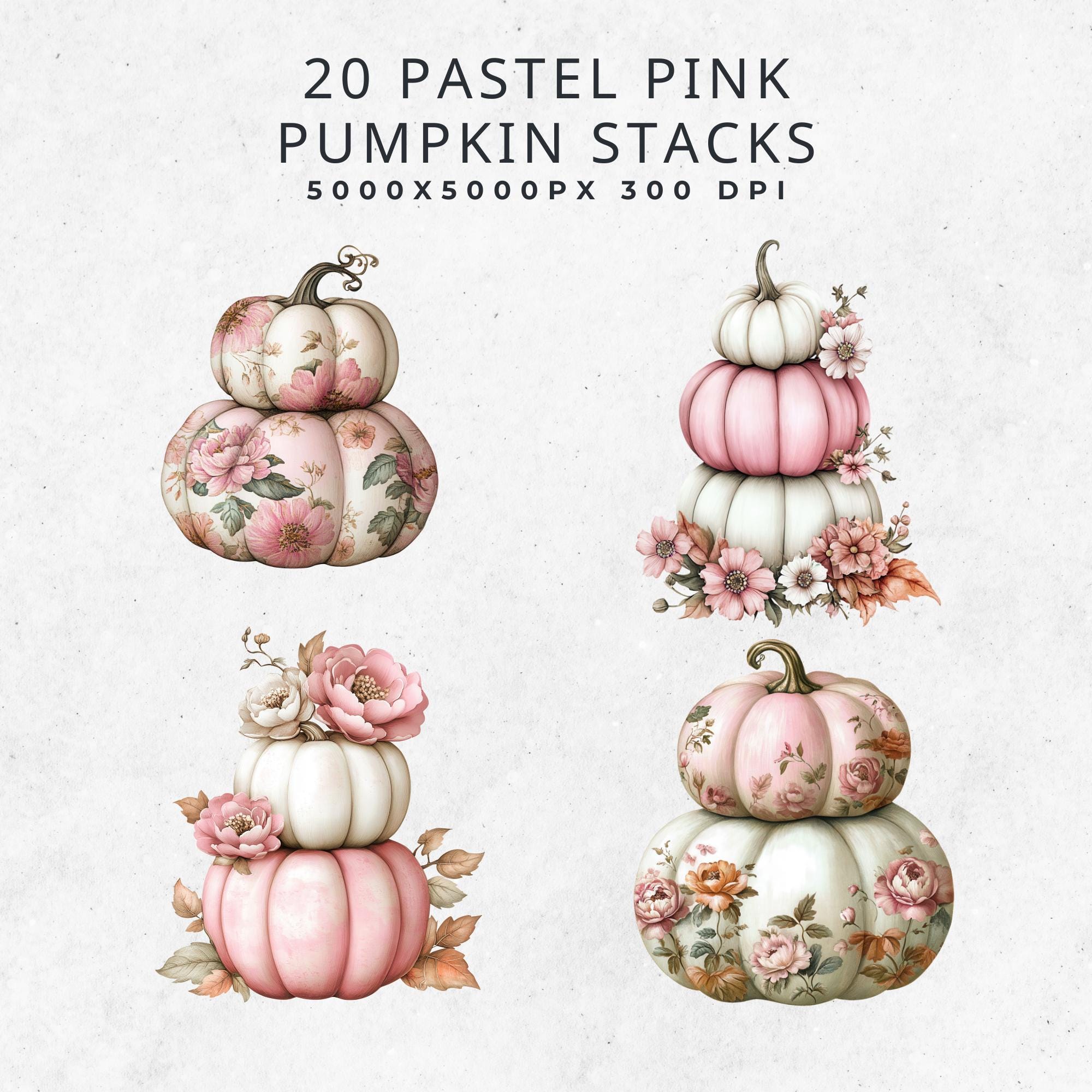 Pastel Pink Pumpkin Stack PNG: Fall Halloween Clipart (digital Download ...