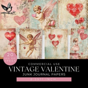 Vintage Valentine Junk Journal Pages: Shabby Chic Romantic Ephemera (Digital Download)