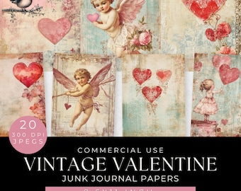 Vintage Valentine Junk Journal Pages: Shabby Chic Romantic Ephemera (Digital Download)