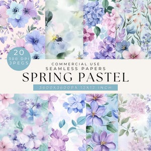 Lente pastel bloemen naadloze digitale papieren, naadloze paasbloemen patronen, cottagecore-ontwerpen, scrapbooking, romantische lentebloemen