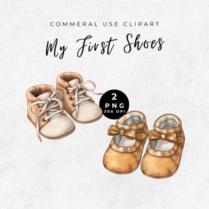 Clipart chaussons bébé, premiers chaussons bébé, cordon de serrage chaussons bébé, chaussure bébé neutre, joli graphisme baby shower, clipart nouveau-né aquarelle
