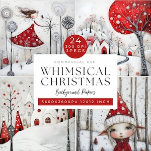 Skurril Weihnachten digitaler Hintergrund, wunderlich Weihnachten Clipart Aquarell Papier, druckbare Kunst für die Kartenherstellung, schrulliger Hintergrund
