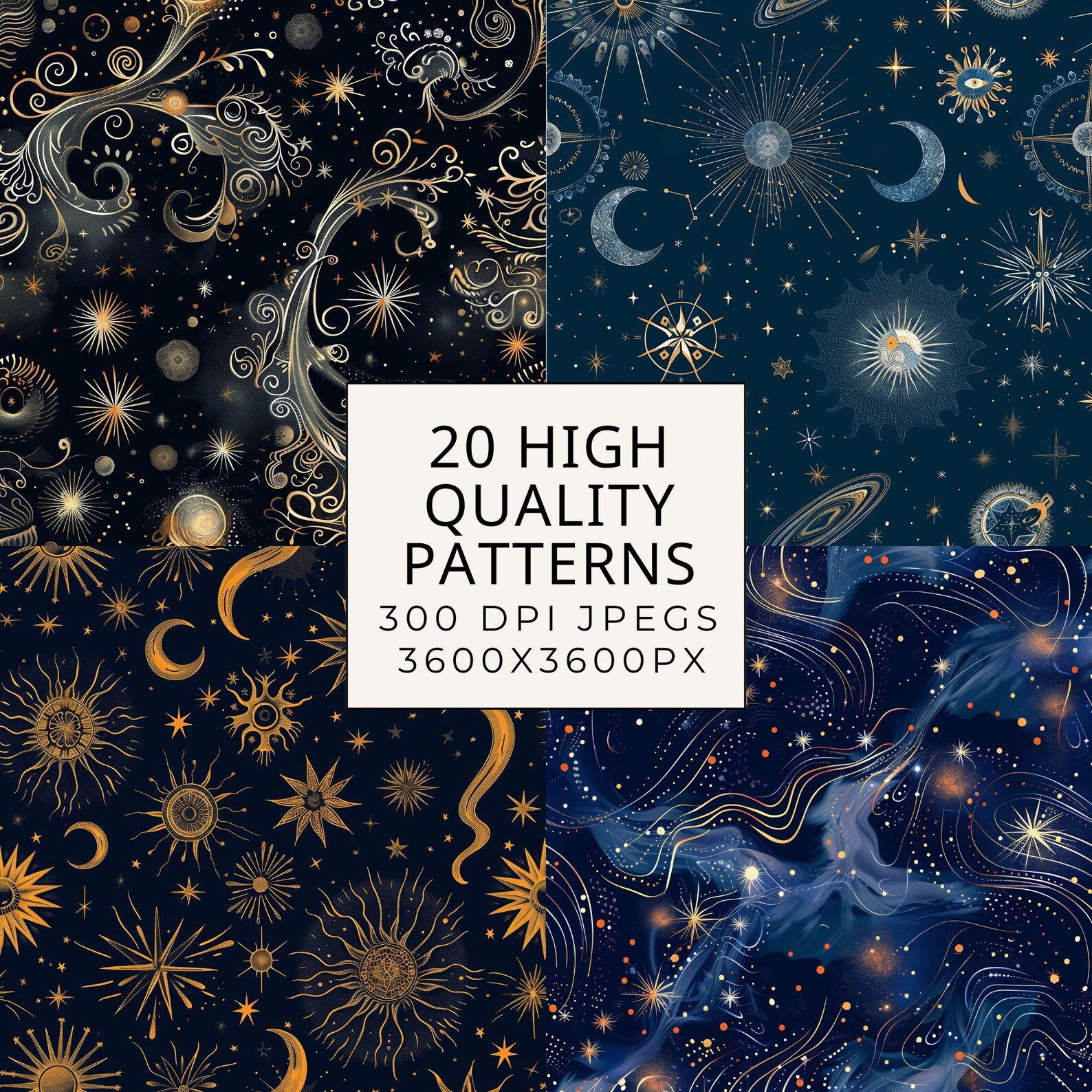 Celestial Digital Paper: Seamless Galaxy Scrapbook Patterns (digital ...