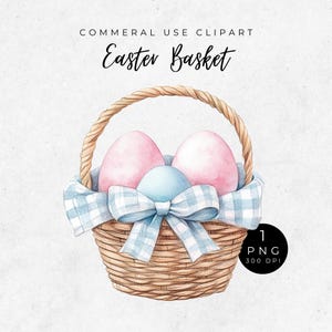 Pâques grand millénaire PNG, Clipart panier de Pâques, panier de Pâques fantaisiste, mignon Clipart de Pâques, panier Vichy, travaux manuels imprimables, printemps